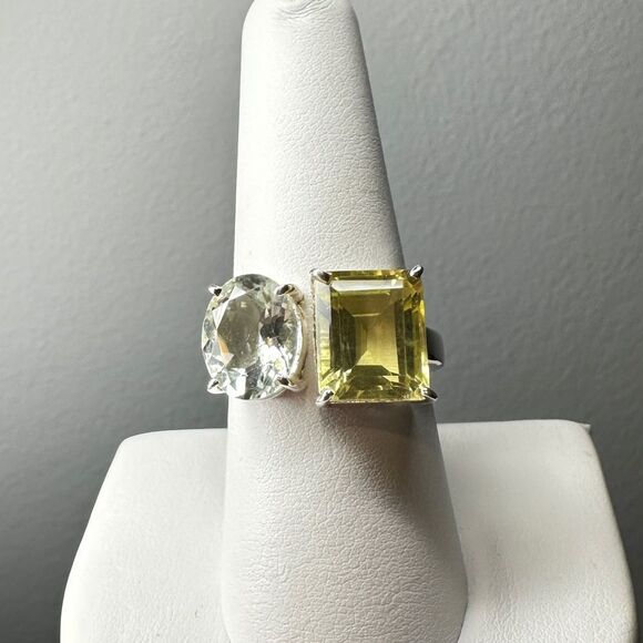 NWOT Stunning Green Quartz/Lemon Quartz ring in Sterling Silver! - Picture 1 of 9